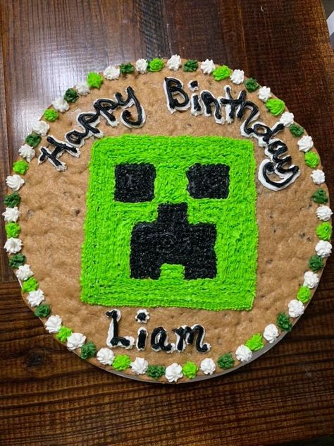 Minecraft Cookies, Cookie Cake Designs, Minecraft Birthday Cake, 7th Birthday Cakes, Cookie Cake Birthday, Cookie Cakes, Minecraft Birthday Party, 9th Birthday Parties, Minecraft Birthday