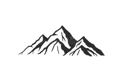 Mountain silhouette - vector icon. Rocky peaks. Mountains ranges. Black and white mountain icon royalty free illustration Mountain Range Silhouette, Rocky Mountains Tattoo, Rocky Mountain Tattoo, Mountain Range Drawing, Mountain Vector Illustration, Mountain Black And White, Black And White Mountains, Mountain Icon, Mountains Illustration