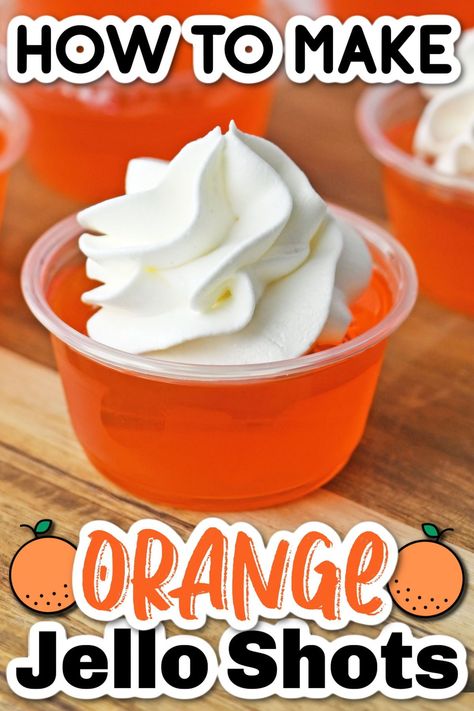 These boozy orange Jello shots are a classic 2-ingredient treat that’s incredibly easy to make. Packed with plenty of fruity orange flavor, these fun jello shots are perfect for your next party! Jello Shots With Orange Jello, Orange Jello Shots Vodka, Thanks Giving Jello Shots, Fall Flavored Jello Shots, Orange Jello Shots Halloween, Thanksgiving Jello Shots Vodka, Friendsgiving Jello Shots, Pumpkin Jello Shots, Holiday Jello Shots Thanksgiving