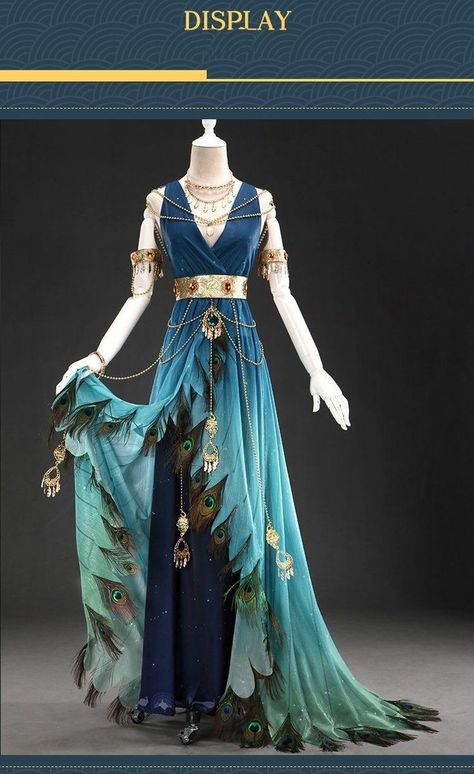 Celana Jogger Wanita, Gaun Abad Pertengahan, Blue Cosplay, Dancing Dress, Blue Peacock, Fantasy Dresses, Kraf Diy, Fantasy Gowns, Fairytale Dress