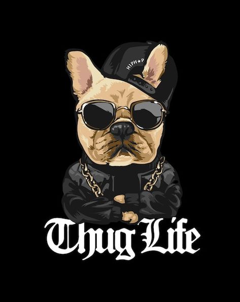 Thug life slogan with cartoon dog in coo... | Premium Vector #Freepik #vector #teddy #t-shirt-graphic #bear #vintage-tshirt-design Cat Tshirt Design, Life Slogans, Groot Marvel, Cute Canvas Paintings, Tshirt Design Men, Dog Vector, Cute Canvas, Graphic Tshirt Design, Dogs Tee