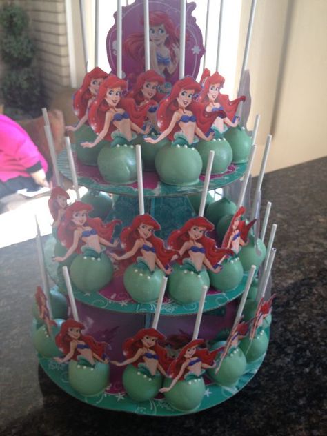 The Little Mermaid Cake Pops - Party Wowzy Ariel Cake Pops, Little Mermaid Cake Pops, Princess Ariel Cake, Diy Mermaid Birthday Party, Mermaid Cake Pops, 4de Verjaardag, Ariel Cake, Little Mermaid Cake, Ariel Birthday Party