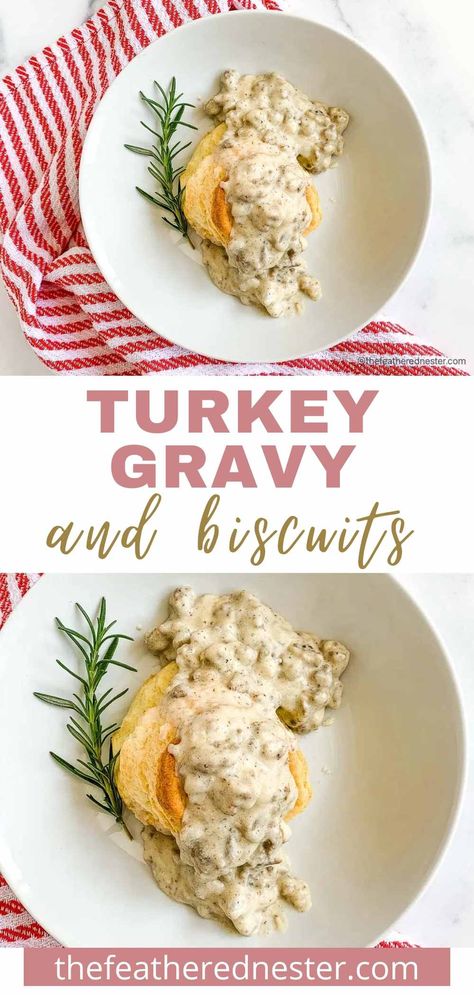 Biscuits And Gravy With Turkey Sausage, Ground Turkey Gravy And Biscuits, Biscuits And Turkey Gravy, Turkey Biscuits And Gravy, Turkey Sausage Gravy And Biscuits, Turkey Breakfast Ideas, Shabbat Breakfast, Healthy Sausage Gravy, Healthy Biscuits And Gravy