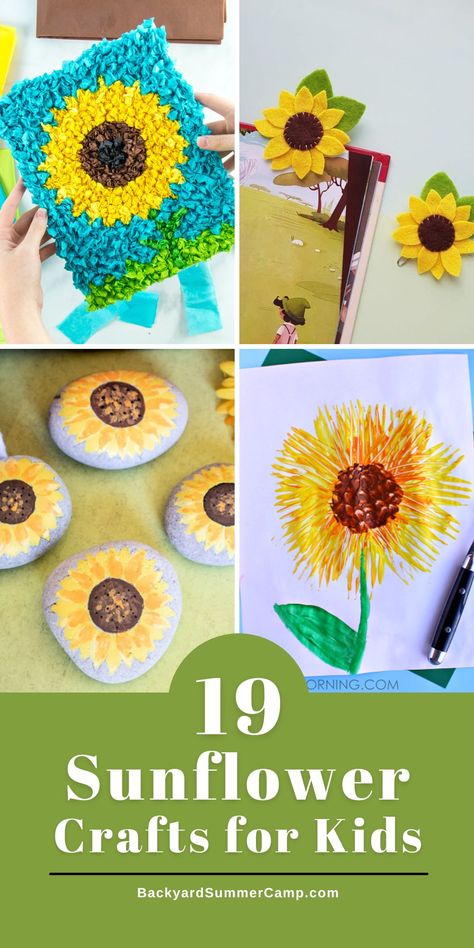 Here are 19 easy kids sunflower crafts that will bring sunshine into your home. From painting to paper crafts there's something for everyone! Toddler Sunflower Craft, Sunflower Crafts For Kids Preschool, Sunflower Art Projects For Kids, Easy Sunflower Craft, September Crafts For Kids Elementary, Sunflower Art For Kids, Sunflower Crafts For Kids, Sunflower Art Project, Sunflower Craft