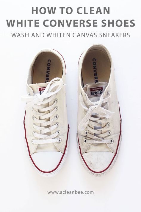 How to Clean and Whiten Converse Shoes without Bleach How To Clean White Chuck Taylors, Bleach Converse, How To Wash Converse, Clean White Converse, Cleaning White Canvas Shoes, Clear Converse, Clean Converse Shoes, How To Clean White Converse, Clean Converse