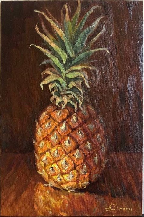 Spanish Fruits, Fruit Still Life Painting, Painting For Kitchen, Pineapple Painting, Simple Oil Painting, Fruit Still Life, Oil Painting For Beginners, Oil Painting Inspiration, Painting People