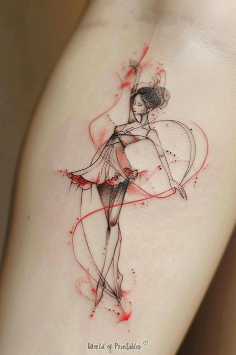 Dancer Tattoos, Artistic Tattoo Ideas, Ballet Tattoos, Dumbest Tattoos, Ballerina Tattoo, Dancer Tattoo, Dance Tattoo, Tattoo Printer, Music Box Ballerina