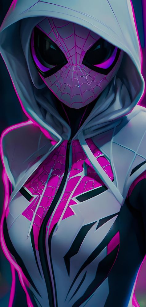 Ghost Spider Bedroom, Spidergirl Wallpaper, Spider Woman Wallpaper, Ghost Spider Wallpaper, Spider Gwen Wallpaper, Gwen Wallpaper, Spider Gwen Costume, Dark Disney Art, Spider Gwen Art