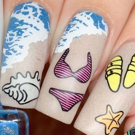 Surfboard Nail Art, Claire's Nails, Beachy Nails, Nail Art Videos, Bike Riding, Nikko, Nail Stamping, Nail Tutorials, Artist On Instagram