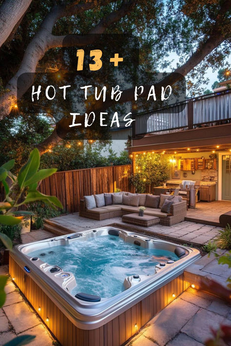 Confused about choosing the right hot tub pad? Click here for your ultimate guide to making the best pick! 📘💦 #HotTubGuide #ChoosingPads #OutdoorDecor #SpaAtHome #BackyardGuide Hot Tub Deck Diy, Screened Porch Hot Tub, Wood Hot Tub Surround, Country Hot Tub, Out Door Hot Tub, Side Yard Hot Tub Ideas, Hot Tub Backyard Landscape, Backyard Hot Tub Ideas Outdoor Spa, Small Deck With Hot Tub