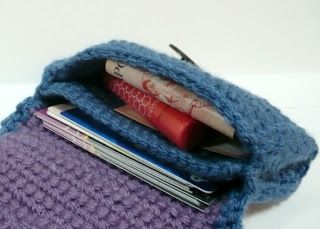 Nicely Created For You: Crochet Clutch/Cardholder/Wallet in amethyst and denim colors (5 x 3 x 1 inches with centre divider and side gussets) Crochet Card Pouch, Wallet Pattern Free, Crochet Clutch Pattern, Crochet Wallet, Best Leather Wallet, Cardholder Wallet, Crochet Mask, Diy Crochet Bag, Crochet Case