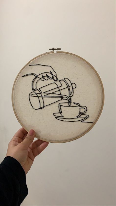 Simple Emboirdery Designs, Coffee Embroidery Designs, Coffee Embroidery Patterns, Emboirdery Pattern, Coffee Embroidery, Sewing Embroidery, Simple Embroidery, Sewing Embroidery Designs, Hand Embroidery Art