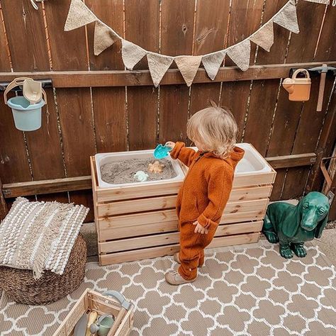 Crate Mud Kitchen, Simple Diy Mud Kitchen, Ikea Mud Kitchen Hack, Easy Mud Kitchen Diy, Mud Kitchen Ikea Hack, Ikea Mud Kitchen, Trofast Kitchen, Easy Mud Kitchen, Simple Mud Kitchen