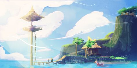 Outset Island by Shammysteak on DeviantArt Outset Island, The Wind Waker, Dark Souls Art, Wind Waker, Red Lion, Island Art, Soul Art, Relax Time, Backgrounds Desktop