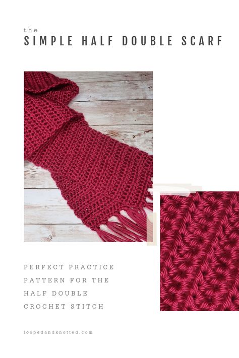 07. Half Double Crochet Stitch (hdc) - Looped and Knotted Half Double Crochet Scarf, Double Crochet Scarf, Scarf Video, Crochet Beginners, Half Double Crochet Stitch, Crochet Scarf Pattern Free, Easy Crochet Patterns Free, Crochet Abbreviations, Double Stitch