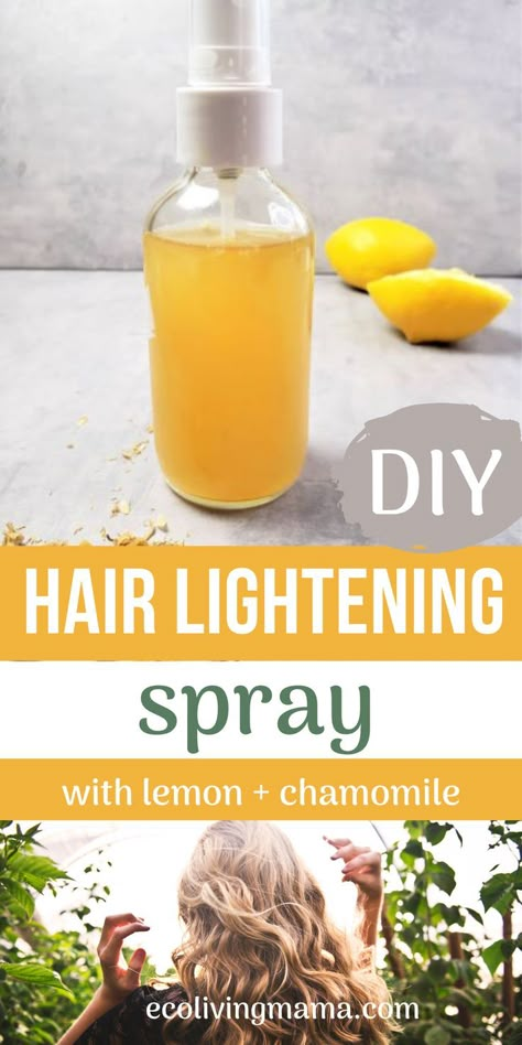 How To Make Natural Highlights Hair, Highlights With Lemon Juice Diy, How To Do Lemon Juice Highlights, Natural Way To Highlight Hair, Diy Hair Lightener For Blondes, Lemon Spray For Hair, Lemon Hair Spray, Diy Natural Highlights, Lemon For Hair Care