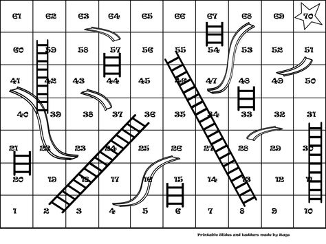 Printable Slides and Ladders prints on 4 sheets of paper. You can use small toys for pieces and a dice or spinner for movement. Have fun, little ones. Shoots And Ladders Game Diy, Board Game Template Printable, Snakes And Ladders Template, Board Game Template, Ladders Game, Grandparents Day Crafts, Saving Money Chart, Money Chart, English Grammar Book