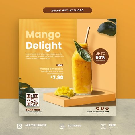 Mango Delight, Learn Graphic Design, Ads Template, Teaching Graphic Design, Ice Cream Poster, Creative Advertising Design, Food Advertising, Food Graphic Design, Social Media Poster