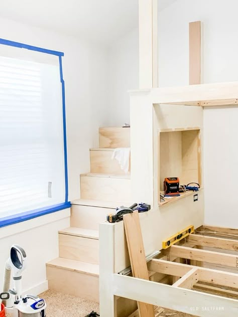 Built In Bunk Bed Ideas For Small Rooms, Built In Bunks With Storage, Bunk With Stairs, How To Build A Bunk Bed Diy, Twin Loft Bed With Stairs Plans, Built In Bunk Bed Queen And Twin, Bunk Bed With Stairs Plans, Twin Over Twin Bunk Bed With Stairs, Diy Ikea Loft Bed Hack