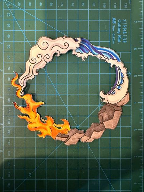 Water Air Fire Earth Illustration Art, Earth Element Drawing, Air Element Drawing, Earth Wind Fire Water Art, Avatar The Last Airbender Gift Ideas, Four Elements Avatar, Avatar The Last Airbender Drawings, Atla Party, Avatar The Last Airbender Elements