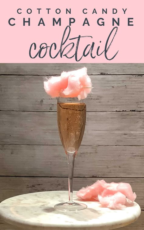 Cotton Candy Champagne Cocktail Pink Champagne With Cotton Candy, Cotton Candy In Champagne Glasses, Cotton Candy And Champagne, Rock Candy Champagne Drinks, Prosecco Cotton Candy, Cotton Candy Champagne Cocktail, Champagne Cotton Candy Drink, Prosecco And Cotton Candy, Mimosa Cotton Candy