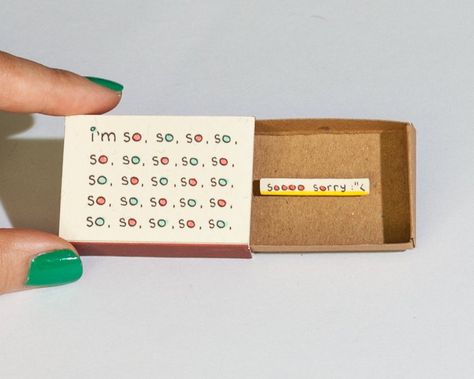 Sorry Card / Cute Forgive me Card/ Apology Card / Matchbox / | Etsy Sorry Card, Apology Cards, Matchbox Crafts, Apology Gifts, Anniversaire Diy, Sorry Gifts, Matchbox Art, Cadeau Diy, Diy Gifts For Boyfriend