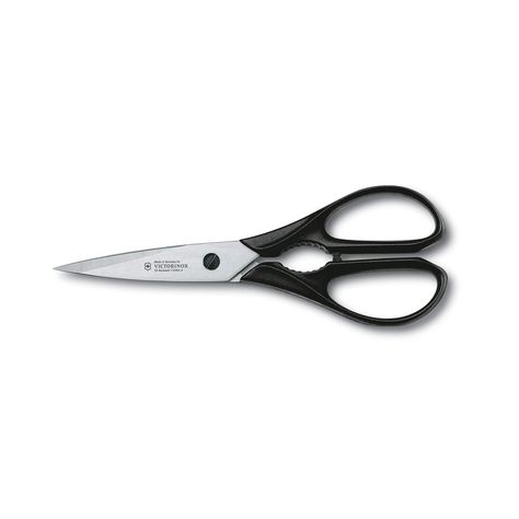 Victorinox Black Handled Kitchen Scissors Black Kitchen Handles, Kitchen Shears, Screw Caps, Kitchen Scissors, Black Handle, Innovation Design, Special Features, Home Kitchen, Stainless Steel