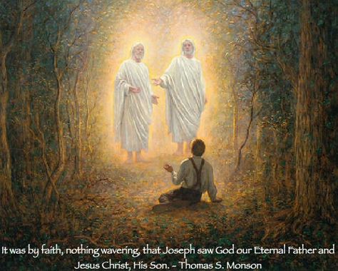 The first vision First Vision Art, Jon Mcnaughton, Lds Pictures, Lds Memes, Sacred Groves, Nature Of God, Lds Art, Joseph Smith, Church History