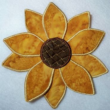 Quilt Sunflower, Sunflower Applique, Accuquilt Patterns, Flower Applique Patterns, Sunflower Quilt, Unique Quilt Pattern, Sunflower Throw Pillows, Sunflower Quilts, Creeper Minecraft