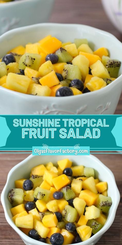 Tropical Fruit Recipes, Tropical Fruit Salad Recipe, Fruit Salad With Pudding, Tropical Fruit Salad, Best Fruit Salad, Gluten Free Sides Dishes, Easy Healthy Meal Prep, Best Salad Recipes, Fruit Salad Recipes