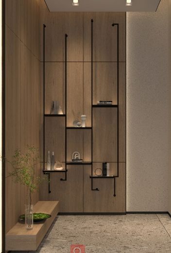 Wall Shelf Design, Minimal Shelves, Big Houses Interior, Modern Shelf Design, Glass Wall Design, Hotel Bedroom Design, Art Deco Bed, Drawing Room Interior, Tv Unit Furniture Design