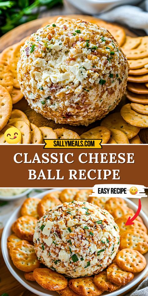 This Classic Cheese Ball Recipe is a crowd-pleasing appetizer that’s rich, creamy, and full of flavor. The combination of cream cheese, sharp cheddar, bacon, and fresh herbs creates a savory, tangy, and irresistible dish perfect for parties and gatherings. It’s easy to make and can be prepared ahead of time, making it an ideal choice for busy hosts. Classic Cheese Ball, Cheese Ball Recipe, Crowd Pleasing Appetizers, Cheese Ball Recipes, Sharp Cheddar, Cheese Ball, Fresh Herbs, Be Prepared, Cheddar