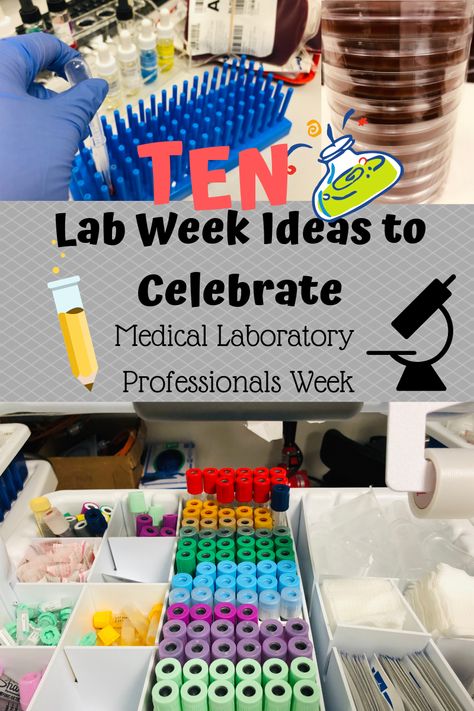 Fun Ideas and Activities to celebrate Lab Week, everything from decorations, to games, to food. We compiled a list of things that will make any Laboratory have a great lab week! #labweek2019 #labweek #labweedideas #medicallaboratoryprofessionalsweek #medtechlife #medtech #medicaltechnologist Lab Desk Decor, Lab Week Food Ideas, Med Lab Week Ideas, Laboratory Professionals Week, Lab Tech Gift Ideas, Lab Appreciation Week Ideas, Lab Week Decorating Ideas, Barbie Lab Week Ideas, Lab Week Ideas Activities