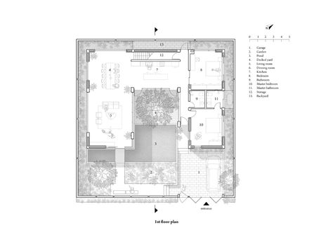 Gallery of Greenery Curtain House / HGAA - 32 Tropical House Plans, Curtain House, Red Brick Walls, Red Brick Wall, Brick Interior, Green Curtains, Tropical House, Patio Interior, High Walls