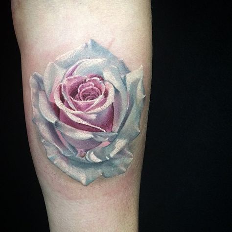 Hyper-realistic white rose tattoo on the arm Hairdressing Tattoos, White Rose Tattoo, Realistic Flower Tattoo, Tattoo Roses, Rose Tattoo Forearm, Rose Tattoo On Arm, White Rose Tattoos, Realistic Rose Tattoo, Pink Rose Tattoos