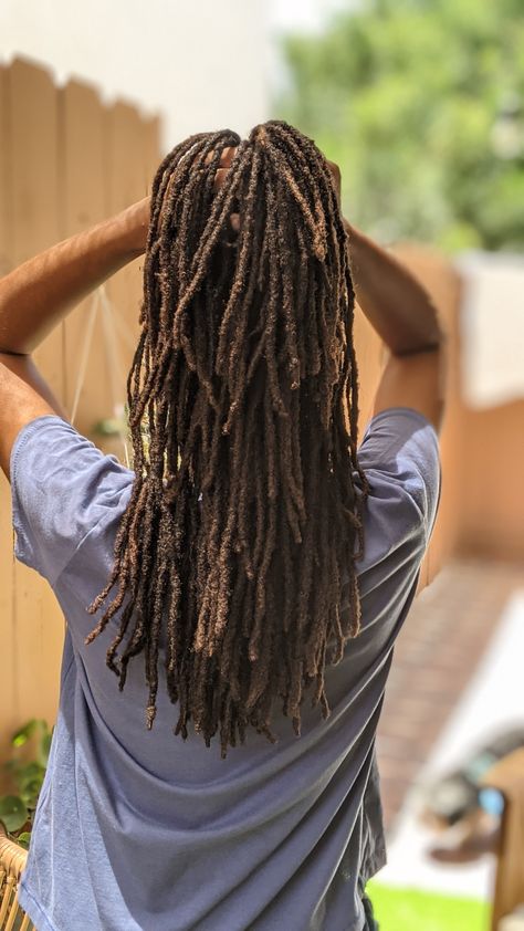 From genes to supplements. What you need to know about growing long locs. #locs #longlocs #growlocs Small Long Locs, How To Grow Locs Faster, 100 Locs Count, Braidout Locs, Loc Growth Progress, Waist Length Locs, 200 Locs, Long Locs Black Women, Long Locs Hairstyles