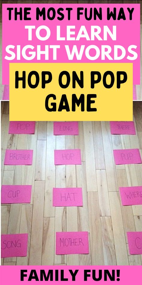 Ready to help your child learn their sight words? Check out this fun reading game! Easy way to play hop on pop game for kids. Perfect for early learners gaining reading skills! Games For Sight Words, Diy Literacy Games, Making Reading Fun In The Classroom, Fun Reading Games For 2nd Grade, Games To Learn Letters, Sight Words Games For Kindergarten, Library Games Elementary, Reading Games For 2nd Grade, Kindergarten Reading Games