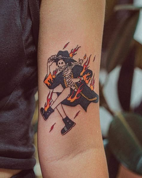 Ace Tattoo Design, Ace Tattoo One Piece, Portgas D Ace One Piece, One Piece Tattoo, Ace Tattoo, Manga Tattoo, One Piece Tattoos, Ace One Piece, Pieces Tattoo