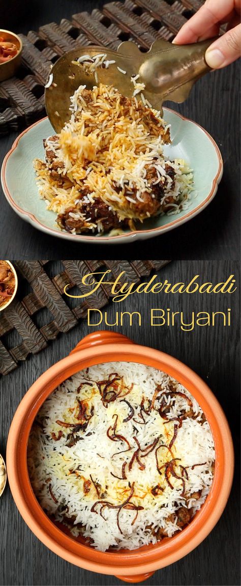 Hyderabad Biryani Recipe, Keema Biryani Recipe, Hyderabad Biryani, Mutton Dum Biryani, Baked Popcorn Chicken, Dum Biryani Recipe, Hyderabadi Biryani, Beef Biryani, Biryani Recipes