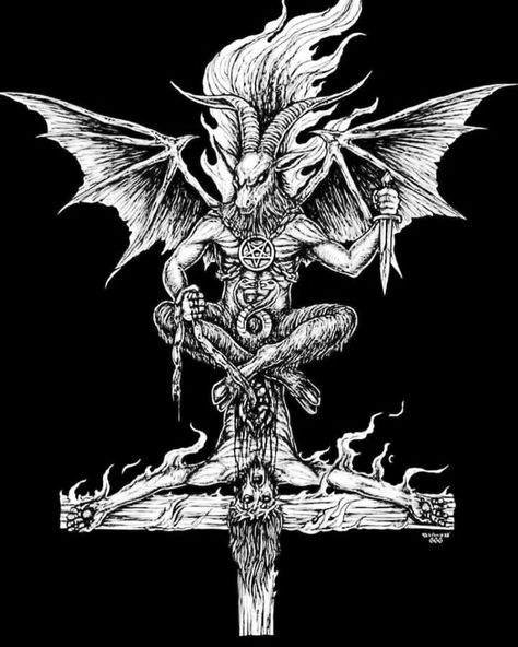 Satanic Tattoos, Art Of The Day, Tattoo Coloring Book, Goat Art, Black Metal Art, Wicked Tattoos, Arte Alien, Geniale Tattoos, Dark Art Tattoo