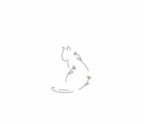 Small Line Art Tattoos Meaningful, Small Vet Tech Tattoos, Cat Lover Tattoo Minimalist, Pretty Cat Tattoos, Fine Line Cat Tattoos, Cat Tattoo Flowers, Cat Tattoos Simple, Minimal Tattoo Cat, Cat Minimalist Tattoo