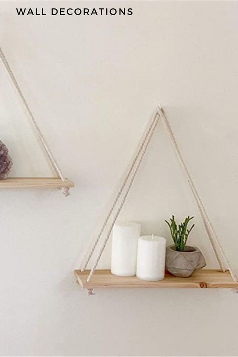 wall decor
wall decoration
home decor
home decoration
wall decor ideas Storage Room Decor, Shelves With Hooks, Boho Shelf Decor, Pot Gantung, Bedroom Shelves, Shelf For Living Room, Wall Decorating, Regal Design, Rope Shelves