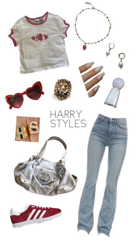 Harry Styles Fan Outfits, Harry Styles Style For Girls Outfits, Harry Styles Inspired Outfits Women, Harry Styles Themed Outfit, Harry Styles Coded Outfits, Harry Styles Girl Outfits, Harry Styles Outfits Inspiration Women, Harry Coded Outfits, Harry Styles Inspo Outfits