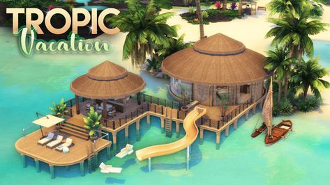 TROPIC VACATION + CC LIST || A Dream Beach Getaway Resort || The Sims 4: Speed Build | Mr. Olkan on Patreon Tropic Vacation, Sims 4 Beach House, Boho Beach House, Sims 4 Speed Build, Beach Furniture, Sims 4 House Building, Tropical Outfit, Sims 4 Cc Folder, Sims 4 House Design