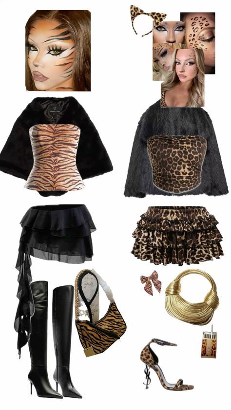 Opt for beige, black, or white accessories to let your top take centre stage. From handbags to shoes, neutral tones complement leopard prints without overwhelming your outfit. Denim jeans are another staple that highlights the boldness of a leopard print top.
#leopardhalloween #halloweenoutfit #leopardcostume #spookyfashion #halloweencostume #leopardprint #halloweenstyle #trickortreat #leopardlover #halloweeninspo Cute Tiger Costume, Jungle Animal Costumes Women, Cheetah And Zookeeper Costume, Tiger Halloween Costume Women, Lion Costume Diy Women's, Tiger Print Outfits, Lion Costume Women, Leopard Costume Women, Animal Costumes Women