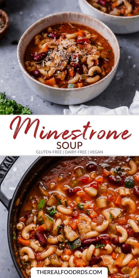 Gluten Dairy Free Soup Crock Pot, No Dairy Soups, Low Fodmap Minestrone Soup, Dairy And Gluten Free Soup, Gluten Free Winter Recipes, Mspi Meals, Soup No Dairy, Gluten Free Minestrone Soup, Dairy Free Soup Recipes