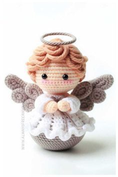 Amigurumi Angel Crochet Free Pattern - Always Free Amigurumi Háčkovaný Anjel, Angel Crochet Pattern Free, Xmas Angels, Crochet Angel Pattern, Christmas Crochet Patterns Free, Crochet Angels, Crochet Doll Tutorial, Crochet Angel, Crochet Dolls Free Patterns