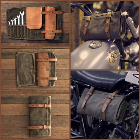 Deus Ex Machina tool roll. Repinned // www.kiezkicker-hamburg.de Leather Tool Roll, Мотоциклы Harley Davidson, Moto Scrambler, Bike Leathers, Moto Custom, Motorcycle Saddlebags, Leather Working Tools, Moto Cafe, Fake Designer Bags