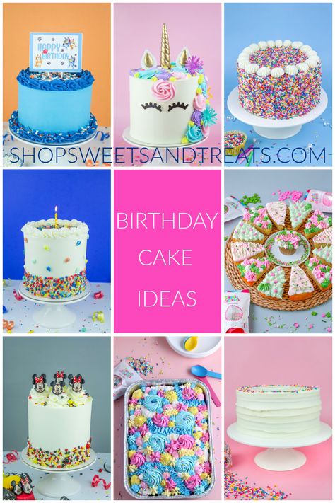 It's time to take your birthday cake ideas to next level. Choose one of these birthday cake options for your next cake! Easy Birthday Cake Decorating, 8 Birthday Cake, Basic Vanilla Cake Recipe, Easy Birthday Cake, Colorful Birthday Cake, Birthday Cake Decorations, 8th Birthday Cake, Cakes To Make, 8 Birthday