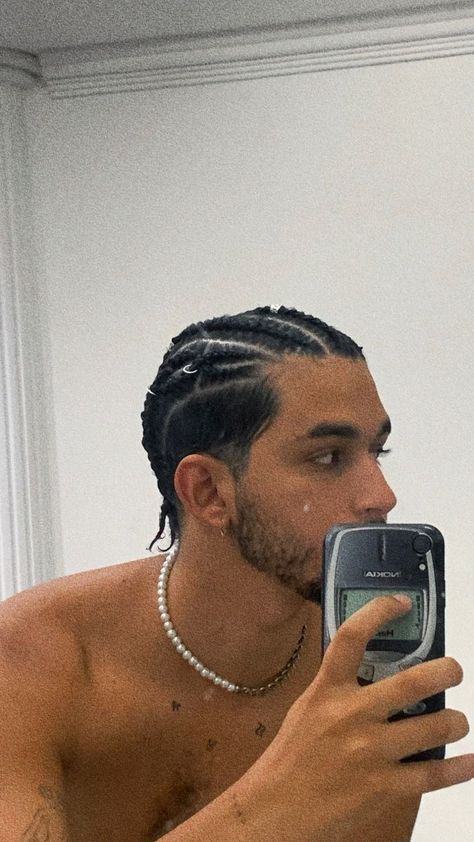 Guys Hair Braided, Men Haircut With Braids, Curly Hair With Cornrows, Men’s Short Braids, Mullet Braids Men, Braids For Straight Hair Men, French Braid Hairstyles Men, Braids For Curly Hair Men, Bad Bunny Braids